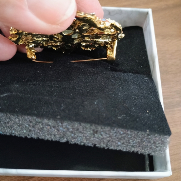 Elegant Gold and Brown Gemstone Brooch - Picture 3 of 4